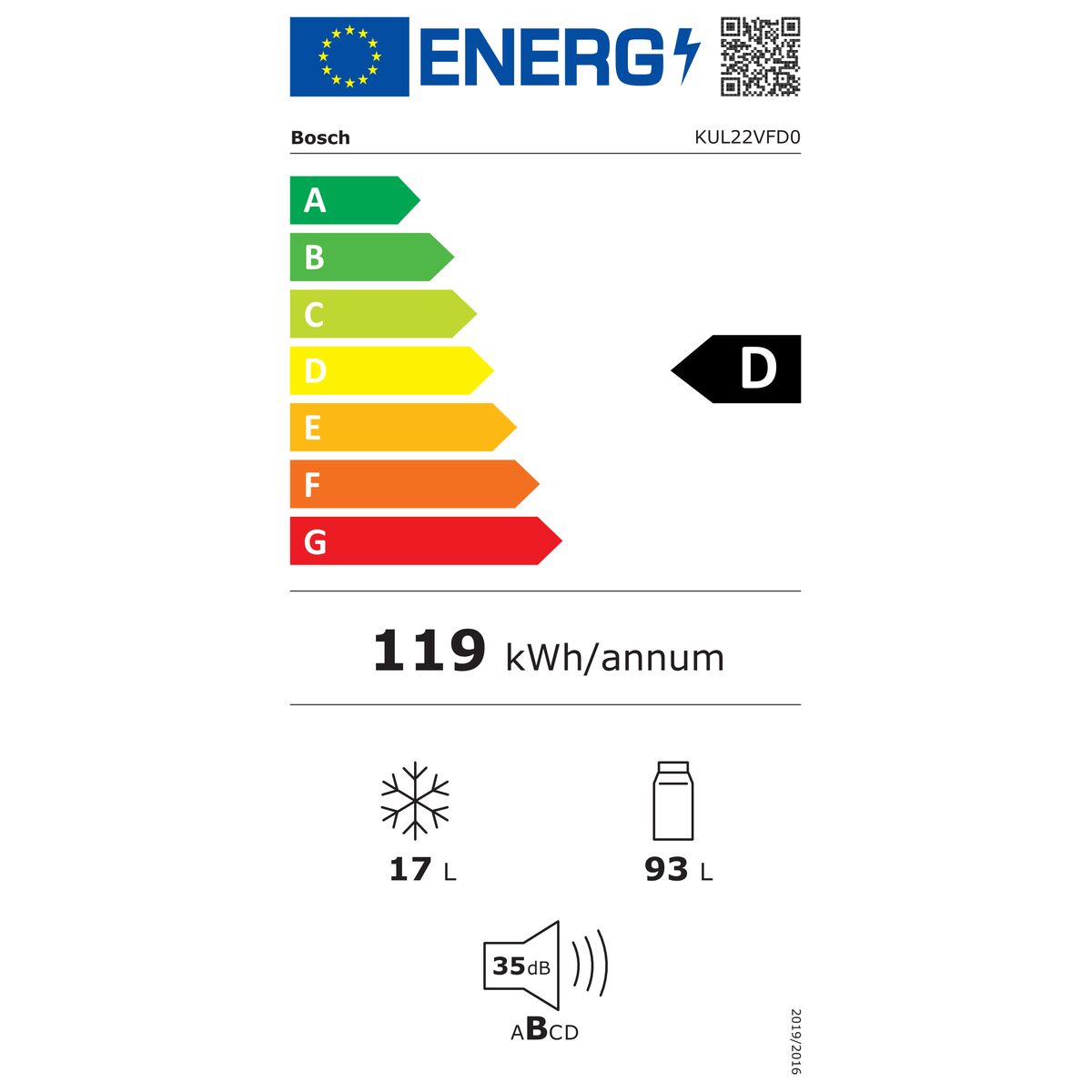 Réfrigérateur BOSCH KUL22VFD0 Blanc