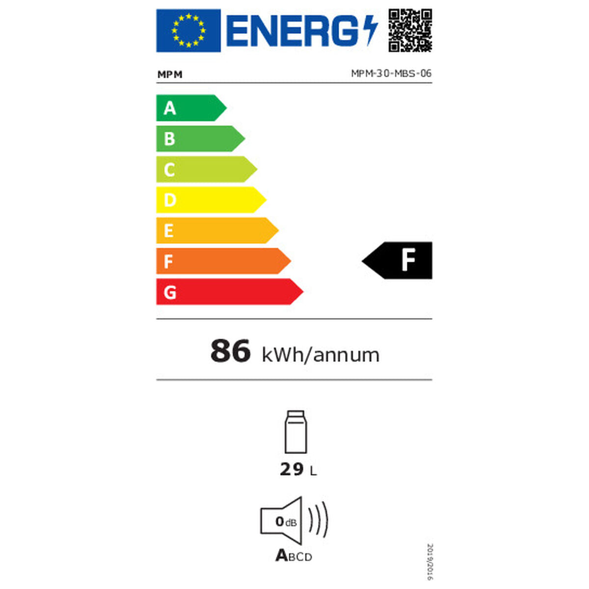 Mini réfrigérateur Mpm MPM-30-MBS-06 Noir 60 W 33 L