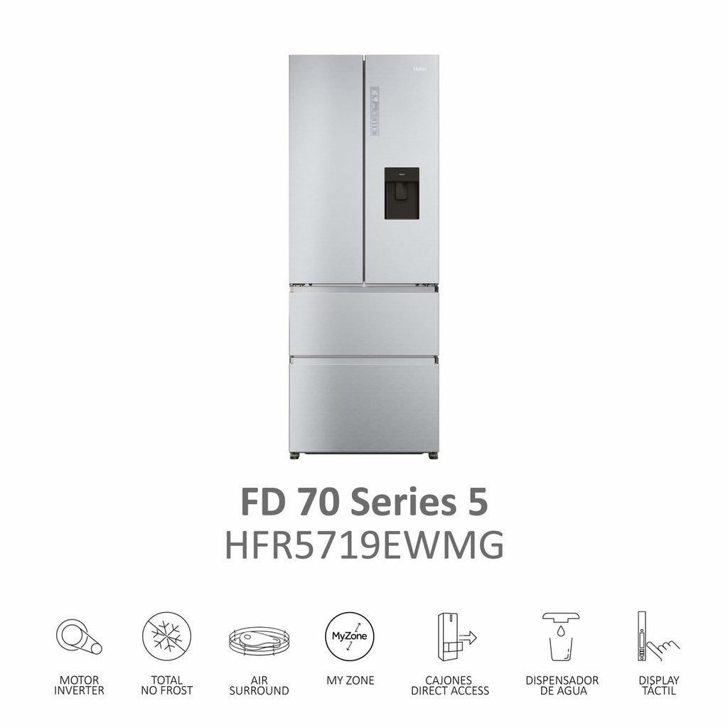 Réfrigérateur Combiné Haier HFR5719EWMG 190 Argenté