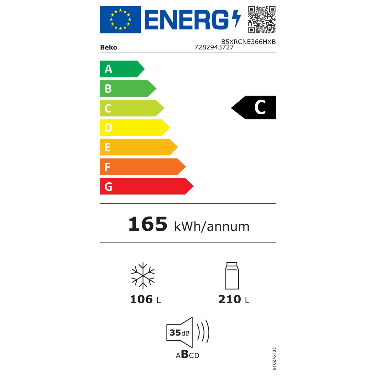 Réfrigérateur Combiné BEKO B5XRCNE366HXB Acier 366 L