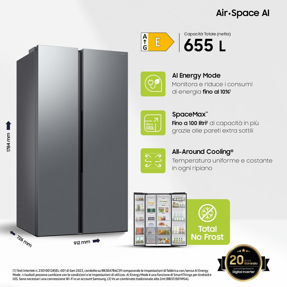 Réfrigérateur Combiné Samsung RS70F65QETEF Acier